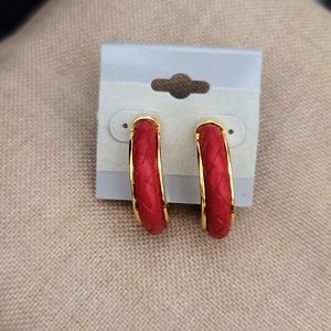 Vintage Leather Joan Rivers Gold Plated Hoops